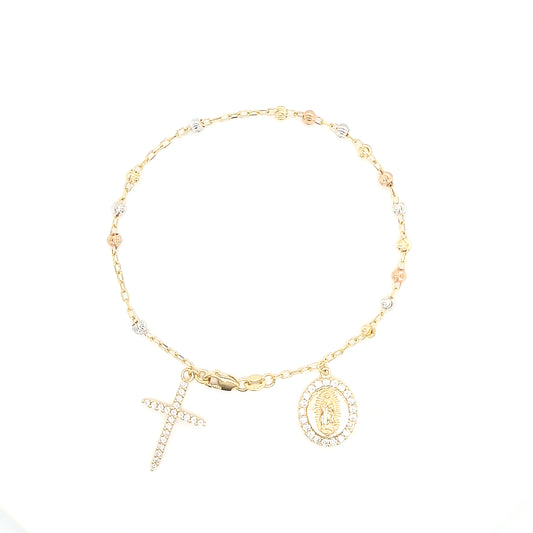 18ct 3 Tone Rosary Bracelet